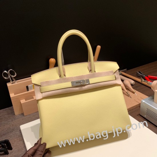 エルメスバーキン 30センチトゴ Togo 1Z/Jaune Poussin  ジョーヌプッサンシルバー金具 birkin30-056 全手縫い