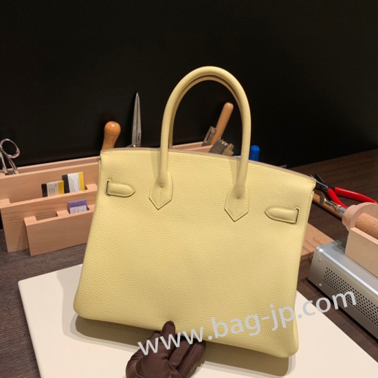 エルメスバーキン 30センチトゴ Togo 1Z/Jaune Poussin  ジョーヌプッサンシルバー金具 birkin30-056 全手縫い