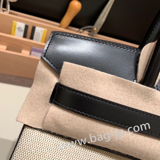 エルメスバーキン 30センチbox ボックスカーフ89/Black (Noir) ブラックシルバー金具 birkin30-088 全手縫い