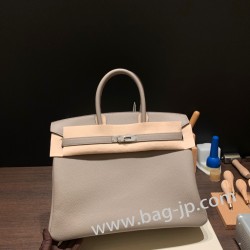 エルメスバーキン 35センチ トゴ Togo  M8/Gris Asphalt グリアスファルト シルバー金具  birkin35-001 全手縫い