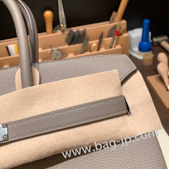 エルメスバーキン 35センチ トゴ Togo  M8/Gris Asphalt グリアスファルト シルバー金具  birkin35-001 全手縫い