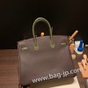 エルメスバーキン 35センチ togoトゴ & Ostrich  46/ Ebene& V6/ Canope エベーヌ x カノピ シルバー金具  birkin35-004 全手縫い