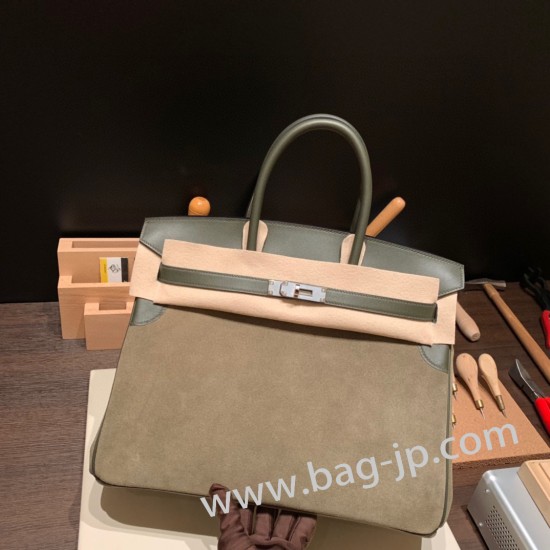 エルメスバーキン 35センチ swift スイフト & chamois  Silver Hardware シルバー金具  birkin35-006 全手縫い