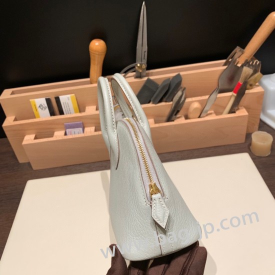 エルメス ボリード ミニ シェブルミゾル  Chevre  80 /Pearl Grey パールグレー ゴールド金具  bolide-mi046 全手縫い