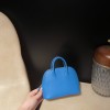【Mini bolide】evercolor 皮 OF / ブルーフリーダ ×0D ローズメキシコ 鮮烈なブルー × ピンク コンパクト大容量 可愛らしさとエレガンス兼備のボウリングバッグ   