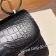 エルメス コンスタンス  ミニ Matte Alligator Crocodile ポロサスマットクロコダイル ブラック 89 /Black (Noir) シルバー金具   constance19-004 全手縫い