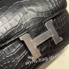 エルメス コンスタンス  ミニ Matte Alligator Crocodile ポロサスマットクロコダイル ブラック 89 /Black (Noir) シルバー金具   constance19-004 全手縫い