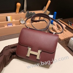 エルメス コンスタンス  ミニ ヴォーエプソン ブルゴーニュ F5 /Bourgogne & 57/ Bordeaux シルバー金具  constance19-056 全手縫い