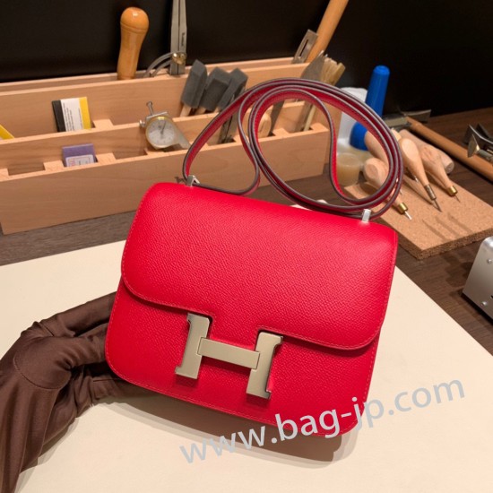 エルメス コンスタンス  ミニ Constance ルージュガランス 54/ Rouge Garance シルバー金具  constance19-057 全手縫い