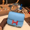 エルメス コンスタンス  ミニ ヴォーエプソン ブルーノール P3 /Blue du Nord シルバー金具  constance19-074 全手縫い