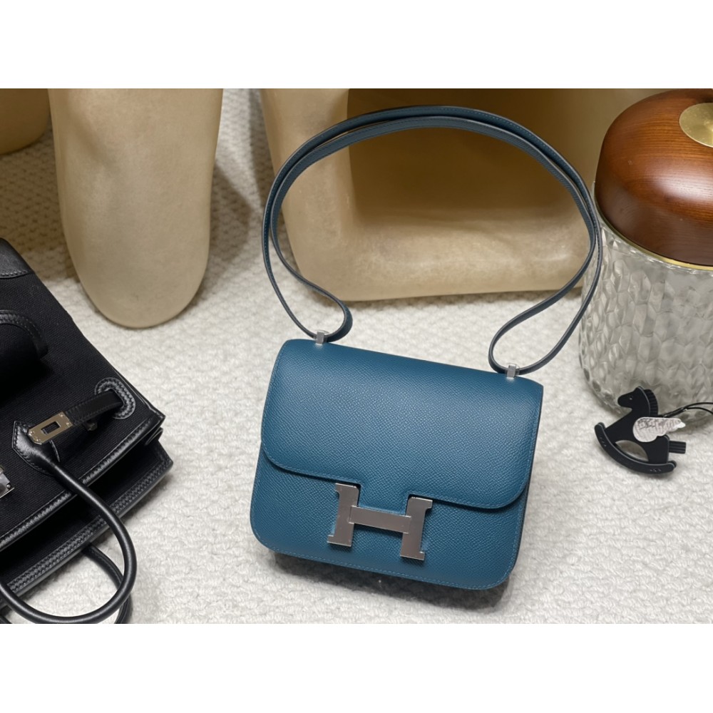 7P/Blue de Presse ブルードプリュス & R2/Blue Agate  ブルーアガット シルバー金具 コンスタンスミニ Constance 19cm ヴォーエプソン Epsom