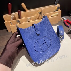 エルメス エヴリンアマゾンTPM Mini Evelyn  トリヨンクレマンス Clemence ブルーエレクトリック 7T/ Blue Electric シルバー金具 Mini Evelyn--010 全手縫い