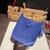 エルメス エヴリンアマゾンTPM Mini Evelyn  トリヨンクレマンス Clemence ブルーエレクトリック 7T/ Blue Electric シルバー金具 Mini Evelyn--010 全手縫い