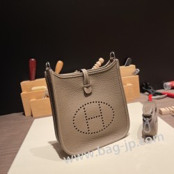 エルメス エヴリンアマゾンTPM Mini Evelyn  トリヨンクレマンス Clemence  エトゥープ 18 /Étoupe Grey シルバー金具 Mini Evelyn--034 全手縫い