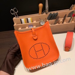 エルメス エヴリンアマゾンTPM Mini Evelyn  トリヨンクレマンス Clemence オレンジ 93 /Orange ゴールド金具 Mini Evelyn--042 全手縫い