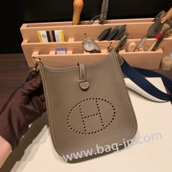 エルメス エヴリンアマゾンTPM Mini Evelyn  トリヨンクレマンス Clemence  エトゥープ 18 /Étoupe Grey ゴールド金具 Mini Evelyn--046 全手縫い