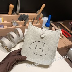 エルメス エヴリンアマゾンTPM Mini Evelyn  トリヨンクレマンス Clemence パールグレー 80 /Pearl Grey ゴールド金具 Mini Evelyn--061 全手縫い