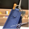 エルメス エヴリンアマゾンTPM Mini Evelyn  トリヨンクレマンス Clemence ブルーサフィール 73 /Blue Saphir シルバー金具 Mini Evelyn--063 全手縫い