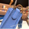 エルメス エヴリンアマゾンTPM Mini Evelyn  トリヨンクレマンス Clemence  ブルーパラダイス 2T /Blue Paradise ゴールド金具 Mini Evelyn--064 全手縫い