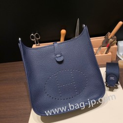 エルメスエヴリントロワPM  Evelyn 29cm トリヨンクレマンス Clemence ブルーサフィール 73/ Blue Saphir ゴールド金具 Evelyn29-013 全手縫い