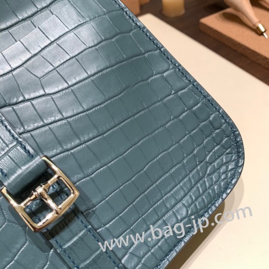 エルメス アルザン 22cm Halzan mini  nilo crocodile コバルト 7C Cobalt  シルバー金具  Halzan25-001 全手縫い