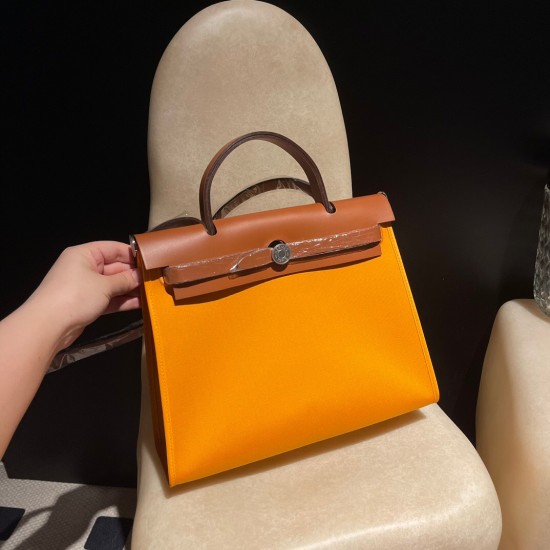 エルメス(Hermes) エールバッグ ジップ 31 2WAY ハンドバッグ Herbag Zip 31 ツイルアッシュ Apricot  アプリコット hebag31-008 全手縫い