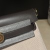 46/Ebene エベーヌ エルメス ショルダーバッグ エールバッグジップ ミニ ブラック/シルバー金具 トワルミリタリー/ヴァッシュハンター ゴールド金具