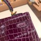 エルメス ケリー25cm  外縫い porous Crocodile  レザン 59 /Raisin ゴールド金具  kelly25-001 全手縫い