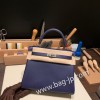 ブルーアンクル M3/ Blue Encre & フランボワーズ Framboise  シルバー金具  kelly25-013 全手縫い エルメス ケリー25cm  外縫い