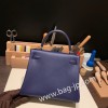ブルーアンクル M3/ Blue Encre & フランボワーズ Framboise  シルバー金具  kelly25-013 全手縫い エルメス ケリー25cm  外縫い