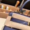 ブルーアンクルM3/Blue Encre & フランボワーズ Framboise  ゴールド金具 kelly25-014 全手縫い エルメス ケリー25cm  外縫い