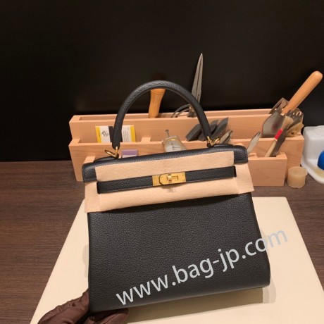 ブラック 89 /Black  ゴールド金具 kelly25-020 全手縫い エルメス ケリー25cm  togo トゴ