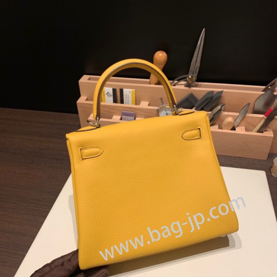 エルメス ケリー25cm togo トゴ  ジョーヌアンブル 9D /Jaune Ambre シルバー金具  kelly25-027 全手縫い