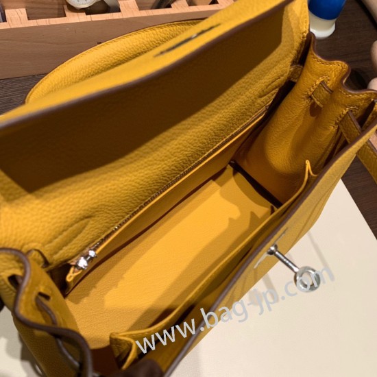 エルメス ケリー25cm togo トゴ  ジョーヌアンブル 9D /Jaune Ambre シルバー金具  kelly25-027 全手縫い