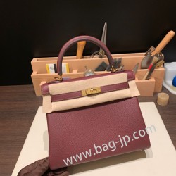 エルメス ケリー25cm togo トゴ  ボルドー 57 /Bordeaux ゴールド金具  kelly25-033 全手縫い