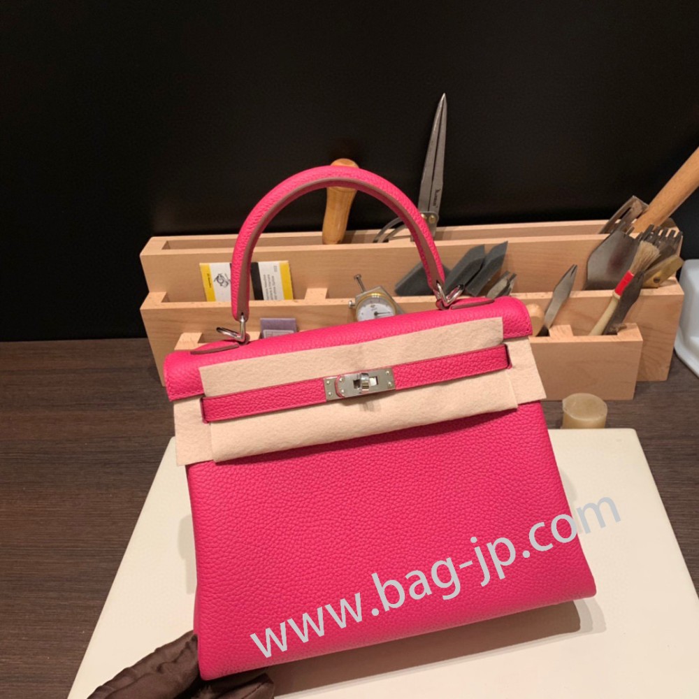 ローズメキシコ 0D/ Rose Mexico シルバー金具  kelly25-036 全手縫い エルメス ケリー25cm  togo トゴ