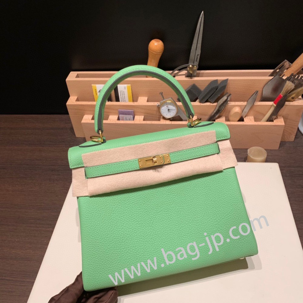 ヴェールクリケット 3I/ Vert Criquet シルバー金具  kelly25-037 全手縫い エルメス ケリー25cm  togo トゴ