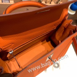 エルメス ケリー25cm togo トゴ  オレンジ 93 /Orange シルバー金具  kelly25-041 全手縫い