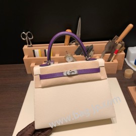 クレ 10 /Craie & クロッカス 9W /Crocus シルバー金具  kelly25-058 全手縫い エルメス ケリー25cm 外縫い ヴォーエプソン Epsom