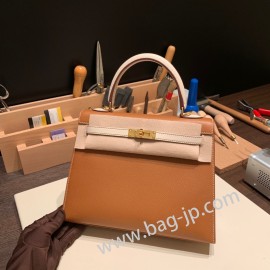 ゴールド 37/Gold & クレ 10 /Craie  ゴールド金具  kelly25-059 全手縫い エルメス ケリー25cm 外縫い ヴォーエプソン Epsom