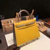 ジョーヌアンブル 9D /Jaune Ambre & グリアスファルトM8/Gris Asphalt ゴールド金具  kelly25-060 全手縫い エルメス ケリー25cm 外縫い ヴォーエプソン Epsom