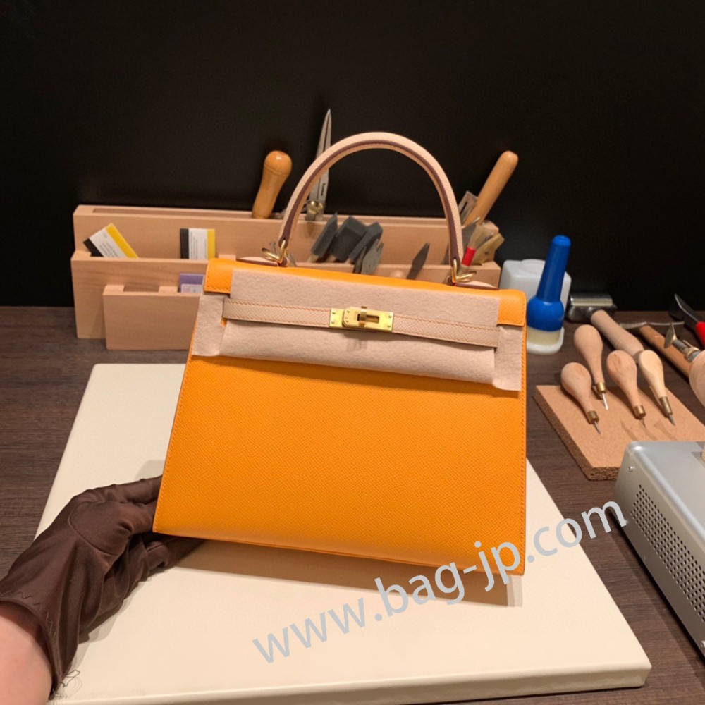 ソレイユ 9H/Soleil & ローズエグランタイン P1 /Rose Eglantine  ゴールド金具  kelly25-061 全手縫い エルメス ケリー25cm 外縫い ヴォーエプソン Epsom