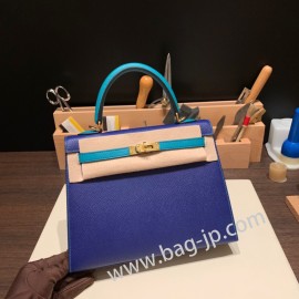 ブルーエレクトリック 7T /Blue Electric & ブルーパオン 7F /Blue Paon ゴールド金具  kelly25-063 全手縫い エルメス ケリー25cm 外縫い ヴォーエプソン Epsom