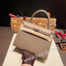 エトゥープ 18 /Étoupe Grey シルバー金具  kelly25-064 全手縫い エルメス ケリー25cm 外縫い ヴォーエプソン Epsom