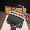 ブラック 89 /Black (Noir) シルバー金具  kelly25-066 全手縫い エルメス ケリー25cm 外縫い ヴォーエプソン Epsom