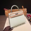ヴェールフィズ 0S vertdeau シルバー金具  kelly25-067 全手縫い エルメス ケリー25cm 外縫い ヴォーエプソン Epsom