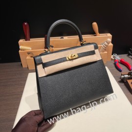 ブラック 89 /Black (Noir) ゴールド金具  kelly25-070 全手縫い エルメス ケリー25cm 外縫い ヴォーエプソン Epsom