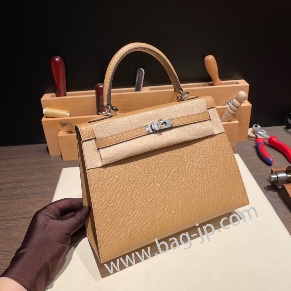 チャイ 0M/Chai シルバー金具  kelly25-071 全手縫い エルメス ケリー25cm 外縫い ヴォーエプソン Epsom