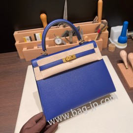 ブルーエレクトリック 7T /Blue Electric ゴールド金具  kelly25-087 全手縫い エルメス ケリー25cm 外縫い ヴォーエプソン Epsom