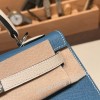 ブルージーン 75/Blue Jean & クレ 10 /Craie シルバー金具  kelly25-096 全手縫い エルメス ケリー25cm 外縫い ヴォーエプソン Epsom